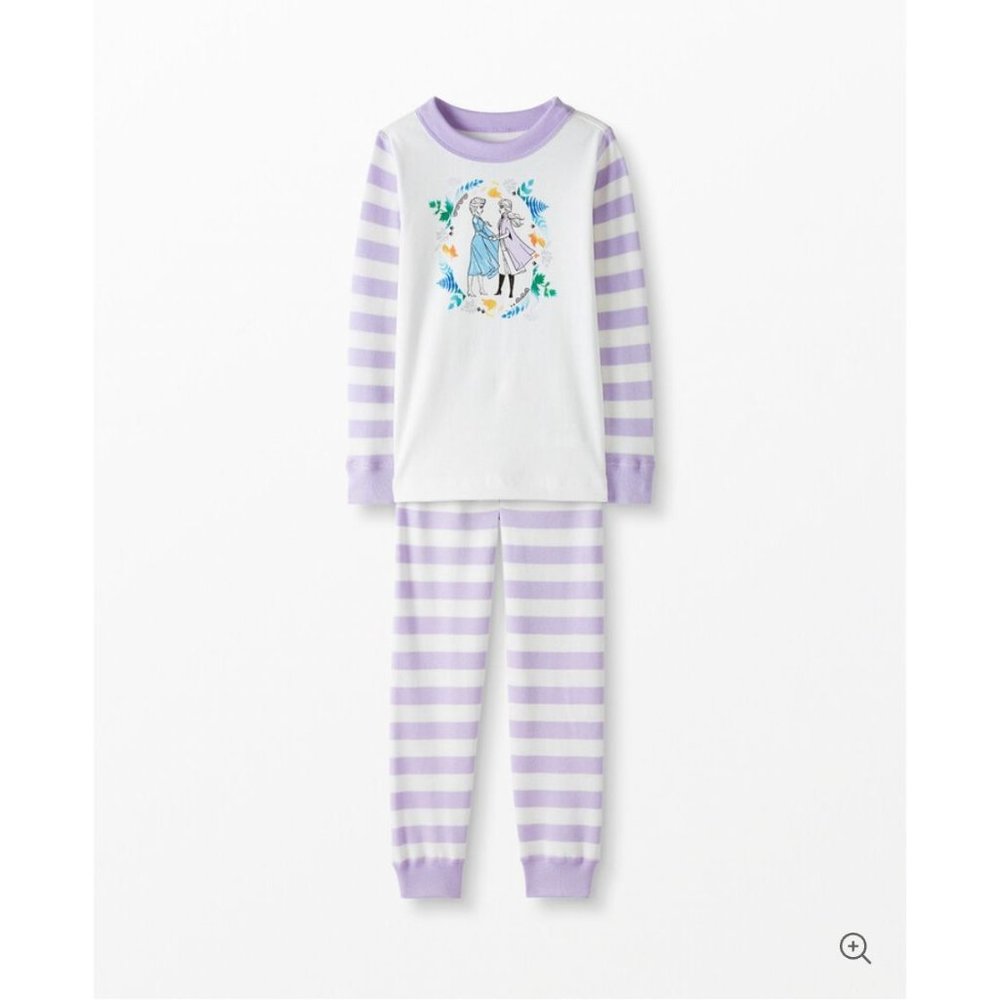 NWT Hanna Andersson Pajamas Size 2 Elsa Anna Frozen 2 white purple stripes